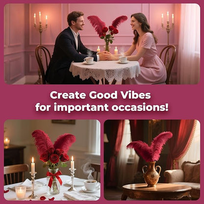Piokio 20pcs Natural Claret Ostrich Feathers 10-12 inch (25-30cm) Bulk Feathers for Home Decoration and DIY Clothing and DIY Clothes Decoration, Gatsby Decorations