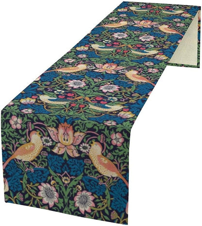 William Morris Floral Table Runner, Vintage Flowers Botanical Printed Table Runner for Home Kitchen Dining Table Decoration,13x120 Inch