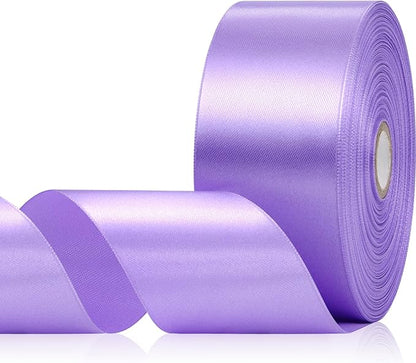 Coral Purple Ribbon 2 Inch, 60 Yards Lavender Purple Satin Ribbon for Flower Bouquet, Crafts, Gift Wrapping, Handmade Roses, Hair, Wedding and Festival