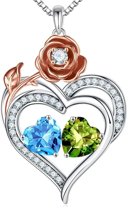 Iefil Christmas Gifts for Wife - 925 Sterling Silver Birthstone Necklace, Stocking Stuffers for Women Wife Girlfriend Mom
