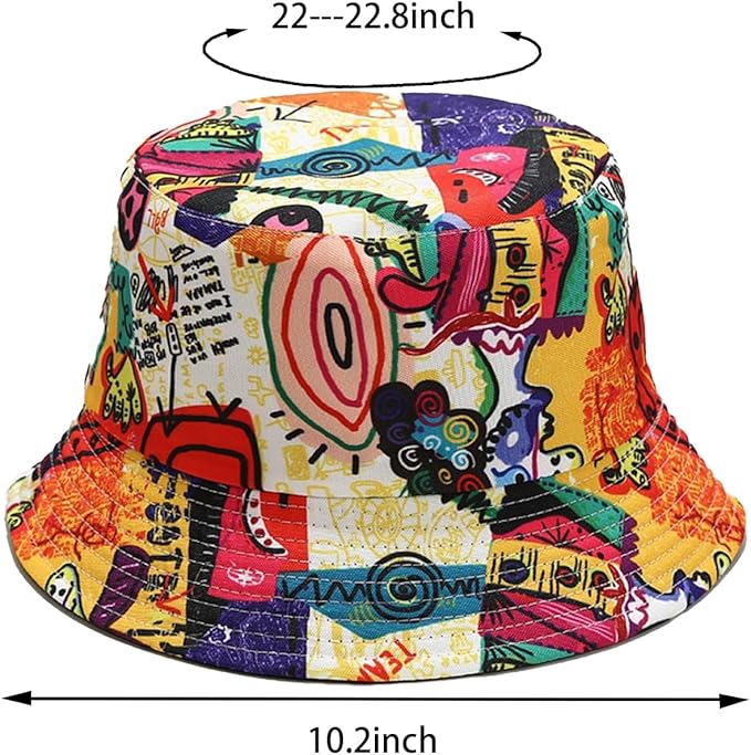 Bucket Hat for Women Men, Cotton Reversible Double Side Wear Sun Hats Beach Fisherman Hat