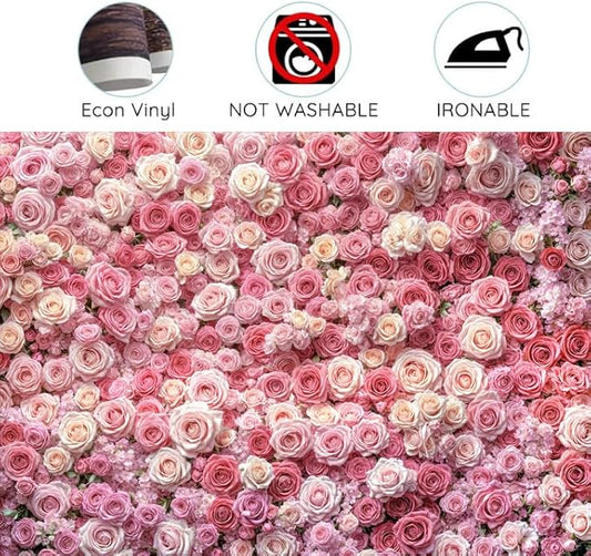 8 x 6 ft Pink Flower Wall Backdrop Floral Rose Floral Photography Backdrops Girls Princess Birthday Baby Shower Wedding Bridal Shower Photo Background Mothers Day Picture Cake Table Decoration Banner