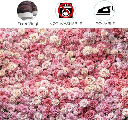 20x10ft Pink Flower Wall Backdrop Floral Rose Floral Photography Backdrops Girls Princess Birthday Baby Shower Wedding Bridal Shower Photo Background Mothers Day Picture Cake Table Decoration Banner