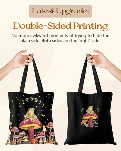 Aesthetic Tote Bag for Women- with Magnetic Buckle and Zipper Inner Pocket Cloth Cotton Canvas Tote Bags