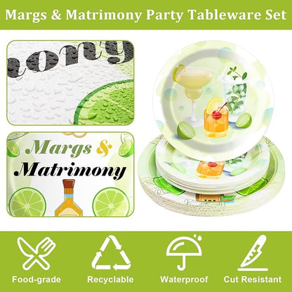 Margs And Matrimony Bachelorette Birthday Party Plates and Napkins Decorations Kit,Matrimony Tableware Supplies for Birthday Margarita Bachelorette Fiesta Favors Party Decor Service 24 Guests