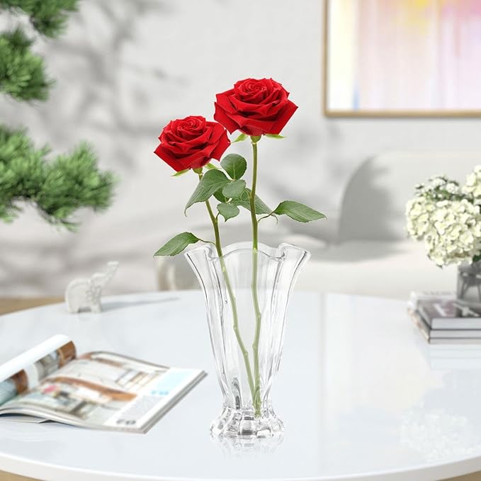 Glass Flower Vase Flower Bouquets Vase,Home Decor for Centerpieces Transparent for Office Party Bridal Shower Home Decor
