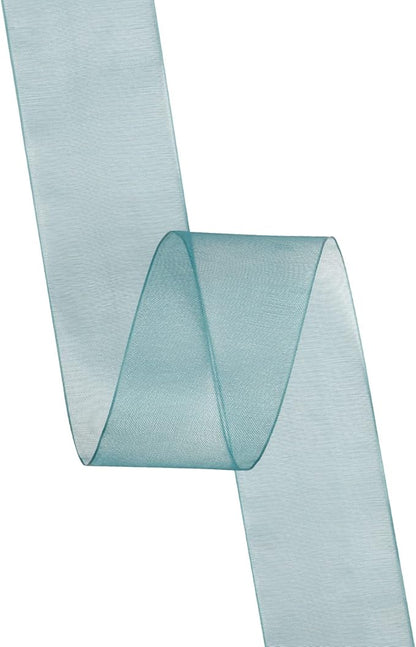 1-1/2 Inch Teal Shimmer Sheer Organza Ribbon Sheer Chiffon Ribbon 50 Yards-Roll Multiple Colors Available for Gift Wrapping Wedding Events Christmas Décor