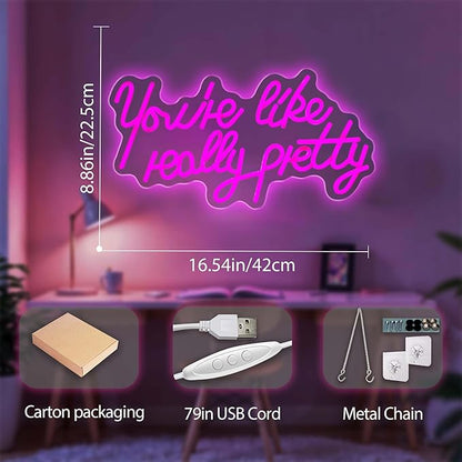 Your Like Really Pretty Neon Sign Bedroom Decor Birthday Gifts for Women Room Decor for Teen Girls Wedding Party Pink Neon Name Sign Christmas Gifts