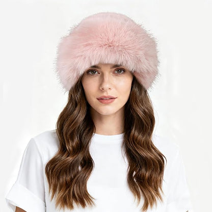 Fuzzy Bucket Hats for Woman Fur Winter Hat Fluffy Warmer Fisherman Cap
