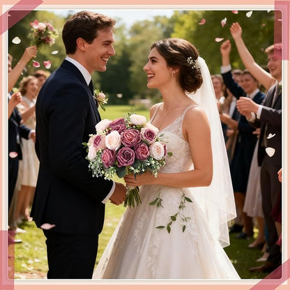 Geosar 24 Bundles Artificial Peonies Flowers Fake Silk Peony Bouquet Faux Peonies Flowers Bulk for Decoration Vase Floral Arrangements Wedding Party Table (Dusty Pink,Dusty Rose)