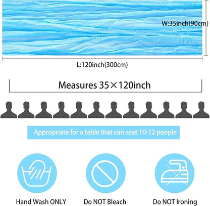 12 Pack 10Ft Cheesecloth Table Runner 35x120 Inch Boho Gauze Table Runner Rustic Cheese Cloth Long Romantic Table Runners for Wedding Bridal Shower Birthday Party Table Decor (Baby Blue)