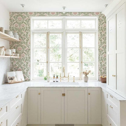 Floral Wallpaper Peel and Stick 236.2" × 17.3", Pink Contact Paper Self Adhesive Wallpaper for Bedroom Shelf Drawer Liner