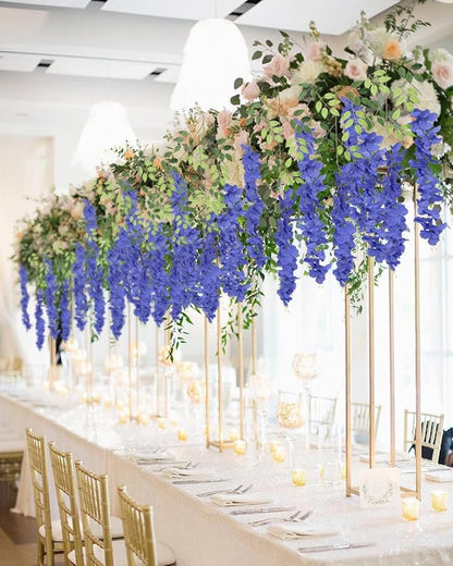 12Pack Royal Blue Wisteria Hanging Flowers Artificial Flowers Garland 3.6ft Fake Wisteria Silk Flowers Vines Faux Hanging Flowers String for Garden Home Wall Wedding Party Decor (Royal Blue)