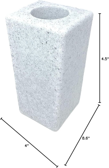 OPTIMUM Square Memorial Cemetery Flower Vase - Plastic (White Granite) with Metal Ground Spike, Grave Marker, Decorations for Gravesite, Headstone Flowers Holder, Garden Lawn & Yard
