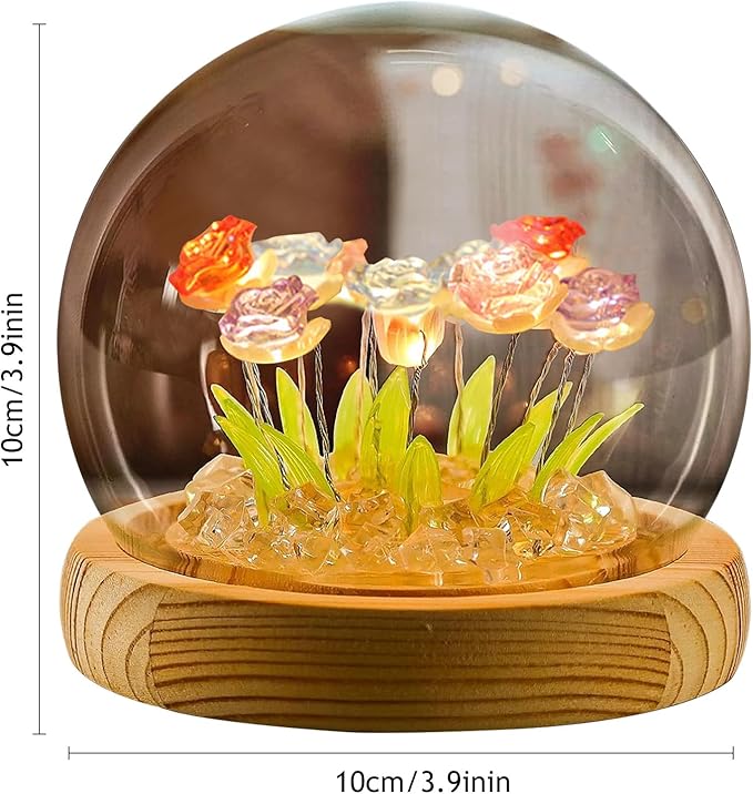 Light Up Rose in Glass Dome With Gift Box - Valentine's Day, Birthday, Mother's Day Gift for Her, Women, Girlfriend, Wife - Rose Flower Lamp Night Light for Bedroom Decor, Battery-Powered
