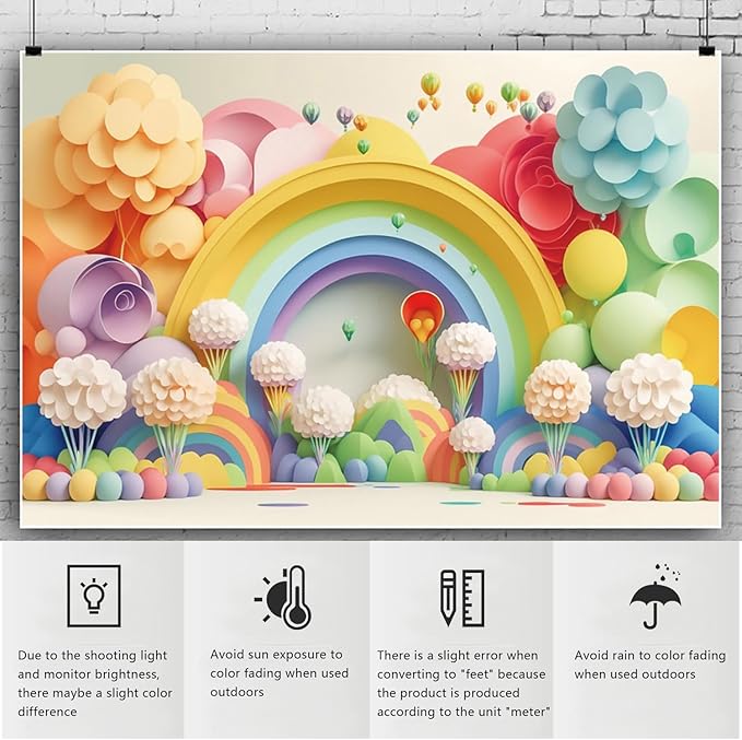 YongFoto Paper Flowers Backdrop 10x5ft Colorful Cut Paper Floral Blossom Rainbow Arch Hot Air Balloon Honeycomb Ball Photography Background Lovely Party Banner Home Decor Photo Studio Booth Props