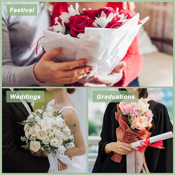 PATIKIL Flower Gift Wrapping Paper, 20 Sheets Waterproof Bouquet Paper Wrap Florist Supplies Packaging Floral Papers for Wedding DIY Craft Valentine Mother's Day, Black