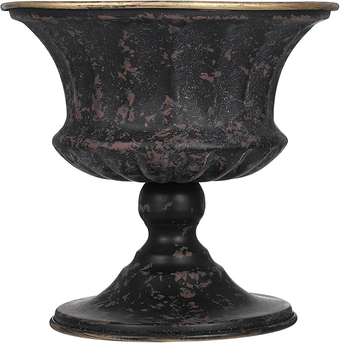 Vintage Metal Urn Planter, Farmhouse Bucket Flower Pots for Indoor Outdoor Plants, Tall Urn Planter, Garden Pillar Flowerpot, Desktop Ornament
