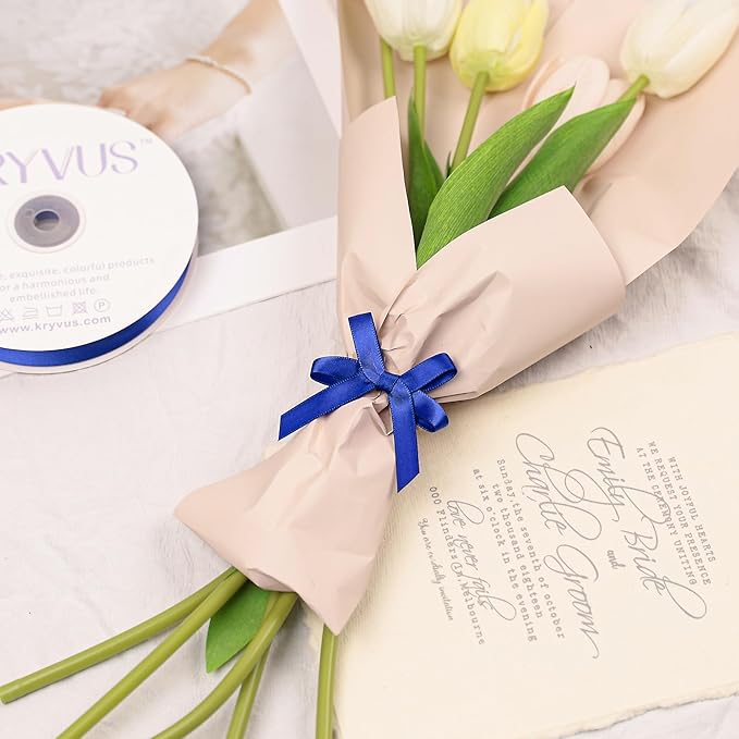 Royal Blue Satin Ribbon, Double Faced 3/8 Inch X 50 Yards, Premium Satin Ribbon for Gift Wrapping, Crafts, Wedding Party Decor
