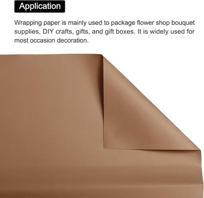 MECCANIXITY Pearlescent Film Flower Wrapping Paper 22.8x22.8 Inch Waterproof for DIY Crafts, Gift/Gift Box Packaging Caramel Color Pack of 10