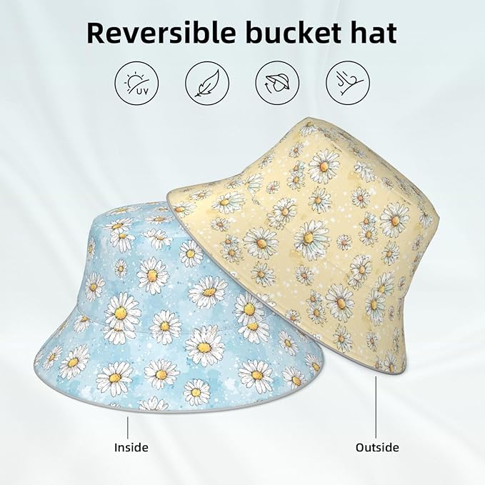 Bucket Hat Double-Side-Wear Reversible Sun Hat Beach Travel Hiking for Women Men