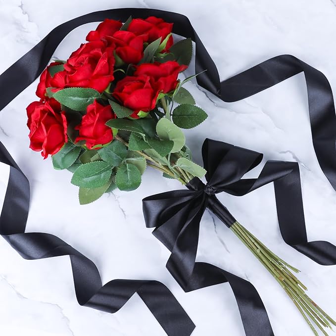 NESCCI 100 Yards Ribbon,1-1/2 Inch Black Satin Ribbon,Single Face Satin Ribbons,Perfect for Gift Wrapping,Wedding Decoration,Handmade Bows,Wrapping Bouquet and More