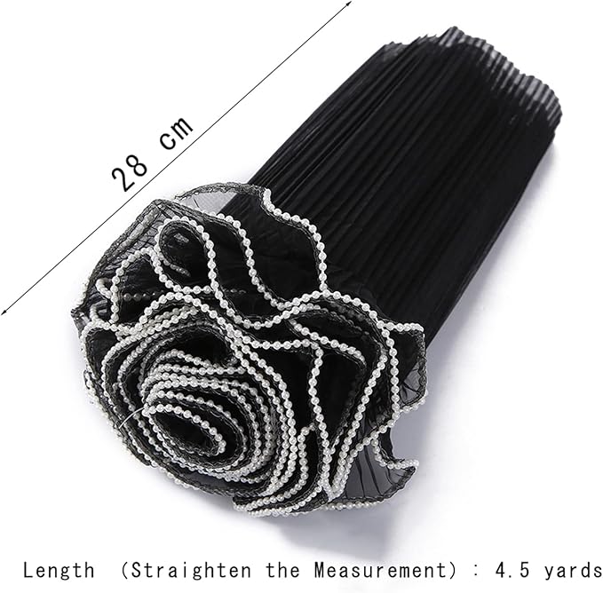 Banxidi Korean Style Ruffle Yarn Floral Wrapping Paper 1 Roll Florist Supplies Waterproof Flower Bouquet Wrapping Paper Floral Supplies for Fresh Flowers,DIY Crafts, 11in x 14.8ft (Wave Yarn Black)
