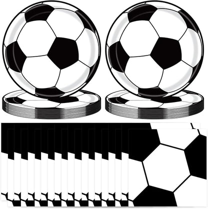 40 Pcs Soccer Plates And Napkins Party Supplies, Soccer Birthday Decorations Disposable Paper Tableware Set for Sports Theme Birthday Party Serves 20