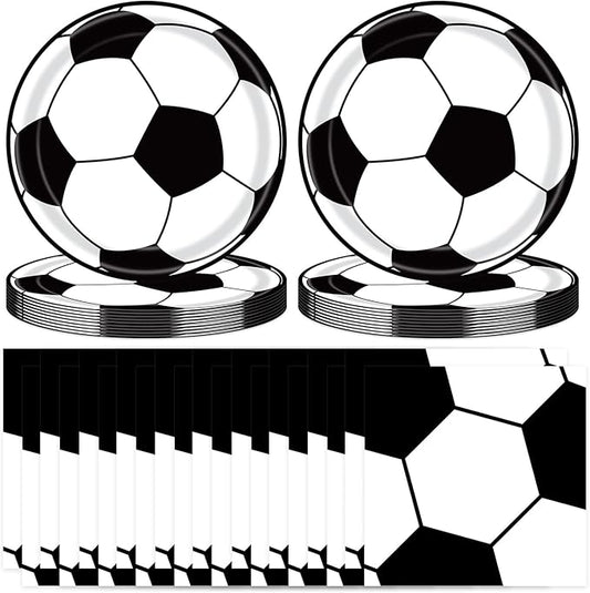 40 Pcs Soccer Plates And Napkins Party Supplies, Soccer Birthday Decorations Disposable Paper Tableware Set for Sports Theme Birthday Party Serves 20