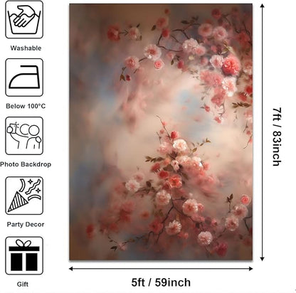 Mocsicka Abstract Floral Backdrop for Photography Retro Spring Watercolor Painting Floral Background Newborn Baby Shower Princess Girls Portrait Decoration Backdrop