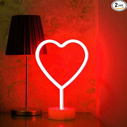 BHCLIGHT Red Heart Neon Sign, Valentines Day LED Neon Light Battery Operated or USB Powered Valentines Red Heart Lights, Table Lamp for Galentines Day Decorations, Wedding, Gifts for Women, Lover.