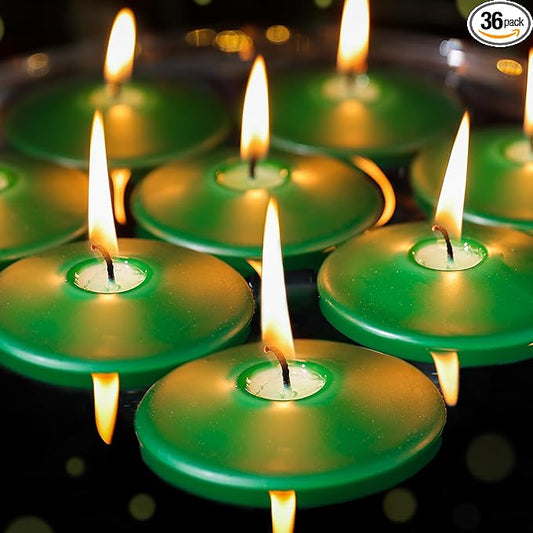3 inch Floating Candles 36 Packs Green Floating Candle for Centerpieces 8-9 Hours Floating Candles 3” Water Candles for Cylinder Vases, Pool, Wedding, Christmas
