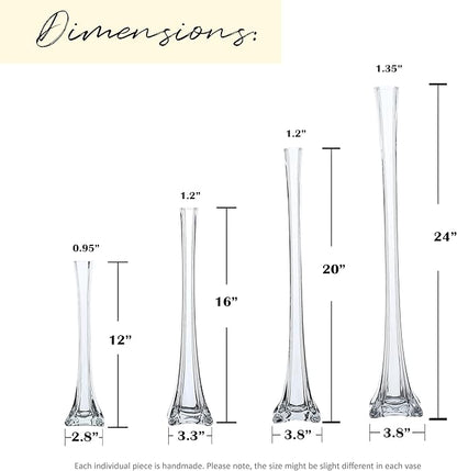 Craft And Party, Pack of 12, Eiffel Tower Vases Centerpiece for Flower, Wedding, Decoration. (20", Clear)