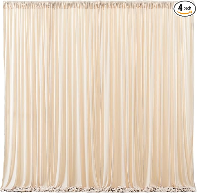 Deep Champagne Backdrop Curtain 4 Panels-Wrinkle-Free Curtains Polyester Photography Drapes for Baby Shower Birthday Party Photo Background Backdrop Stand- 16 X10FT (Champagne)