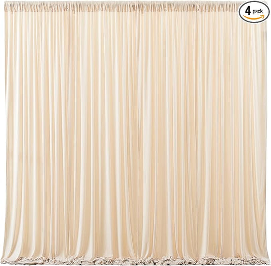 Deep Champagne Backdrop Curtain 4 Panels-Wrinkle-Free Curtains Polyester Photography Drapes for Baby Shower Birthday Party Photo Background Backdrop Stand- 16 X10FT (Champagne)