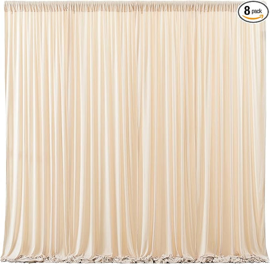 Champagne Backdrop Curtains 8 Panels - Wrinkle-Free Polyester Photography Drapes for Baby Shower & Birthday Party - 32 X 10FT