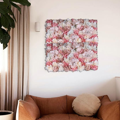 6pcs Flower Wall Panel Set, Artificial Wall Flower Backdrop,Artificial Flower Wall Mat Silk Rose Flower Panels,Hydrangea Rose Floral Panel for Party Wedding (6PCS Rose Hydrangea)