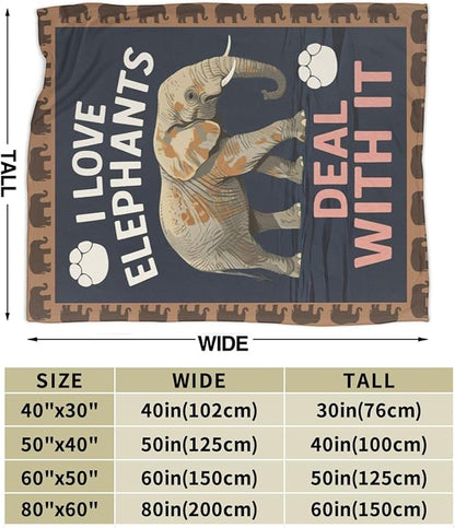 Elephant Blanket Elephants Throw Blanket Animal Soft Cozy Fleece Fuzzy Stuffed Plush Flannel Gifts for Girls Women Boys Kids Adults 60"X80"