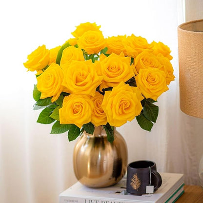 BloomsyBox - Yellow Roses,24 Long Stems, Long Lasting, Hand-Tied in Eco-friendly, Vase Not Included, Fresh Flowers for Delivery – Gift for Birthday, Anniversary, Get Well, Congratulations, Wedding