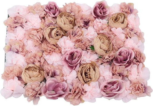 Artificial Flower Wall Panels, Silk Wedding Flower Wall Backdrop Panel, 3D Floral Panel Artificial Floral Wall Mat Flower Screen for Photo Party Wedding Wall Background Decor (6PCS Autumn Pink)
