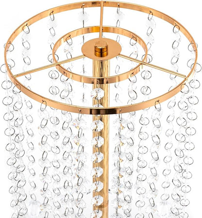 Crystal Chain Flower Vases, 10 Pcs Acrylic Vase Stands with Hand Strung Beads Top Flower Plate Enlarged Trumpet-Shaped Base and Easy Assemble Tabletop Wedding Crystal Flower Stands for Home Decoration
