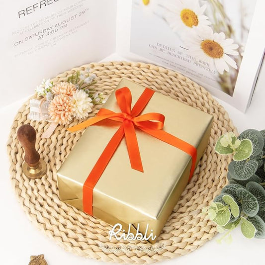 Ribbli Torrid Orange Satin Ribbon Double Faced Satin 1/2 inch x Continuous 50 Yards-Orange Ribbon for Gift Wrapping Crafts Wedding Decoration Bows Bouquet Floral Arrangement