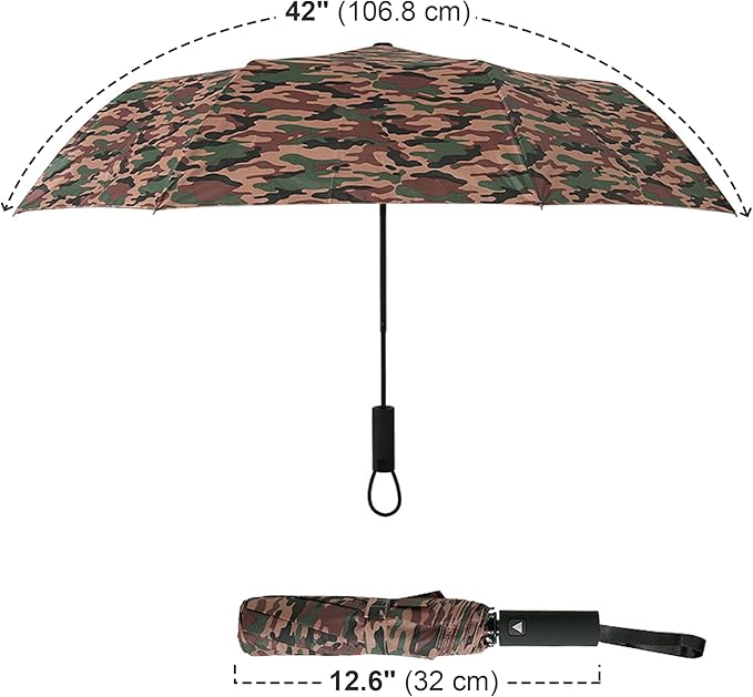 Nollia Windproof Automatic Travel Umbrella, Compact Portable with Reinforced Ribs for Sun & Rain