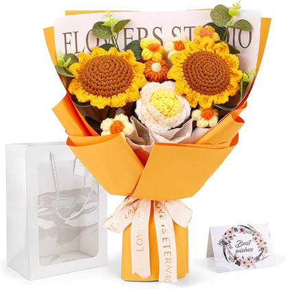 Crochet Flower Bouquet Crochet Flowers, Crochet Flower Bouquet Sunflower, Handmade Crochet Bouquet for Graduation, Birthday Gifts for Women