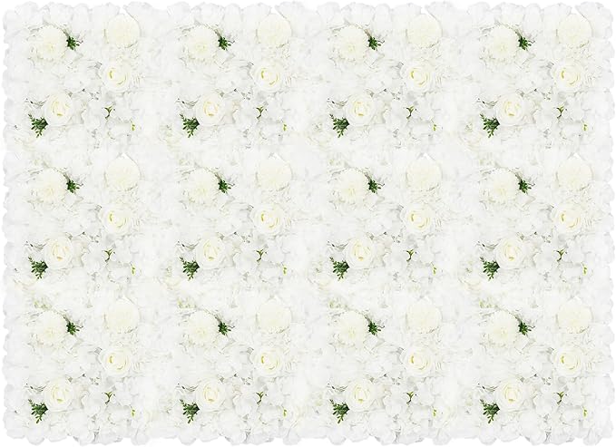 White Flower Wall White Flower Backdrop Artificial Flower Wall Backdrop 3D Floral Panels for Home Party Wedding Room Decoration 12 Pcs (38x38cm/White)