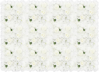 White Flower Wall White Flower Backdrop Artificial Flower Wall Backdrop 3D Floral Panels for Home Party Wedding Room Decoration 12 Pcs (38x38cm/White)