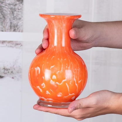 KAMMAK Colored Glass Vase, Beautiful Hand Blown Decorative Vase, Modern Art Vase for Flower Mantle Dining Table Centerpiece, Entryway Living Room Wedding Decoration, HR004