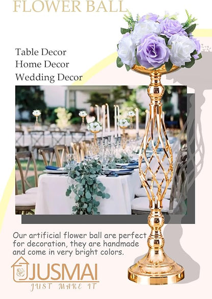 Artificial Lavender White Flower Ball - 4 Pcs Wedding Table Centerpiece Decorations for Flower Arrangements