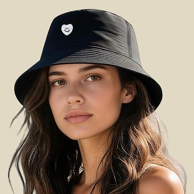 Fashion Embroidered Bucket Hat Cotton Summer Beach Sun Hat for Women Men Teen