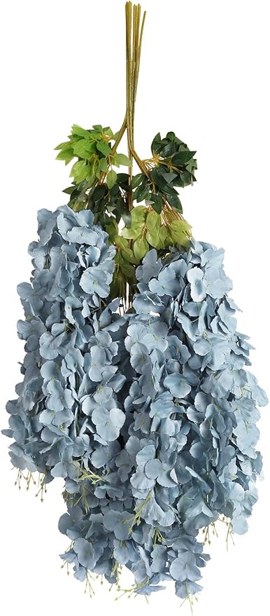 12PCS 3.6Ft Artificial Wisteria Hanging Flowers Dusty Blue Fake Hanging Flowers Garland Silk Flowers Rattan String Faux Wisteria Vine for Garden Home Wedding Arch Decorations (Dusty Blue)